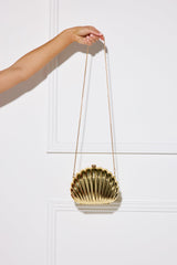 Golden Tides Shell Clutch Gold
