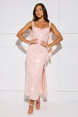 Chandelier Sparkle Sequin Maxi Dress Peach