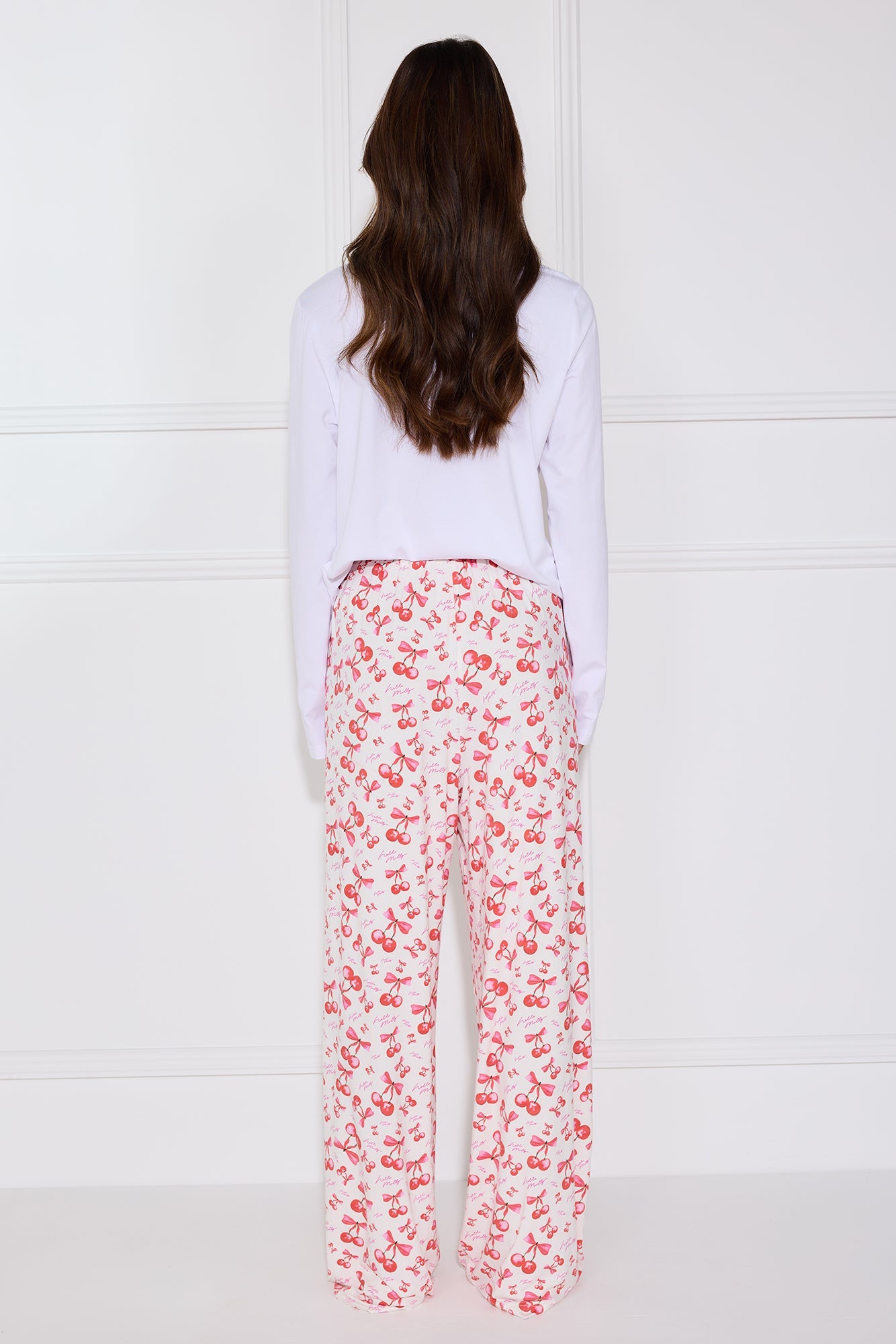 Cherry Pie Long Sleeve Pyjama Top White