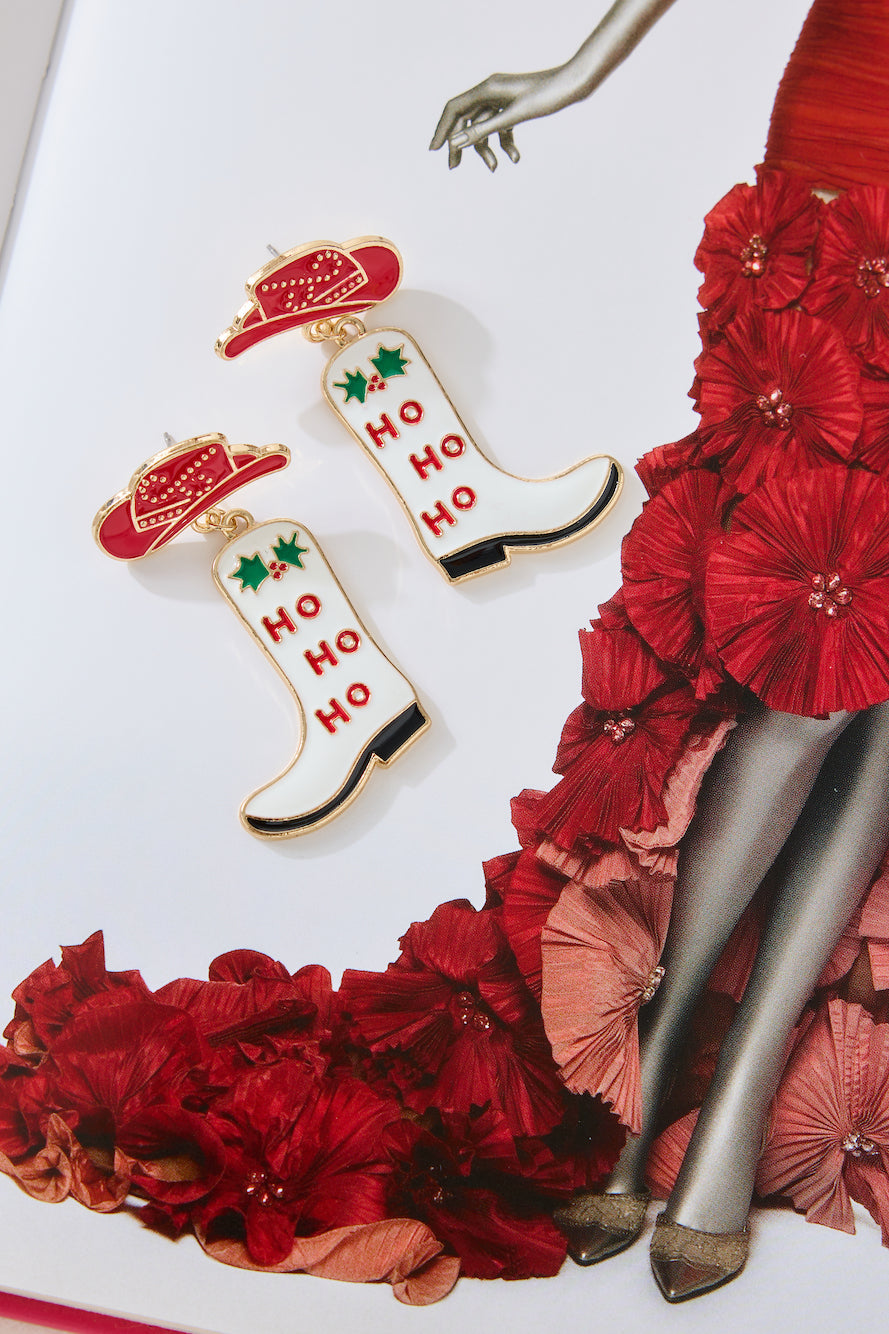Ho Ho Ho Boot Earrings Gold