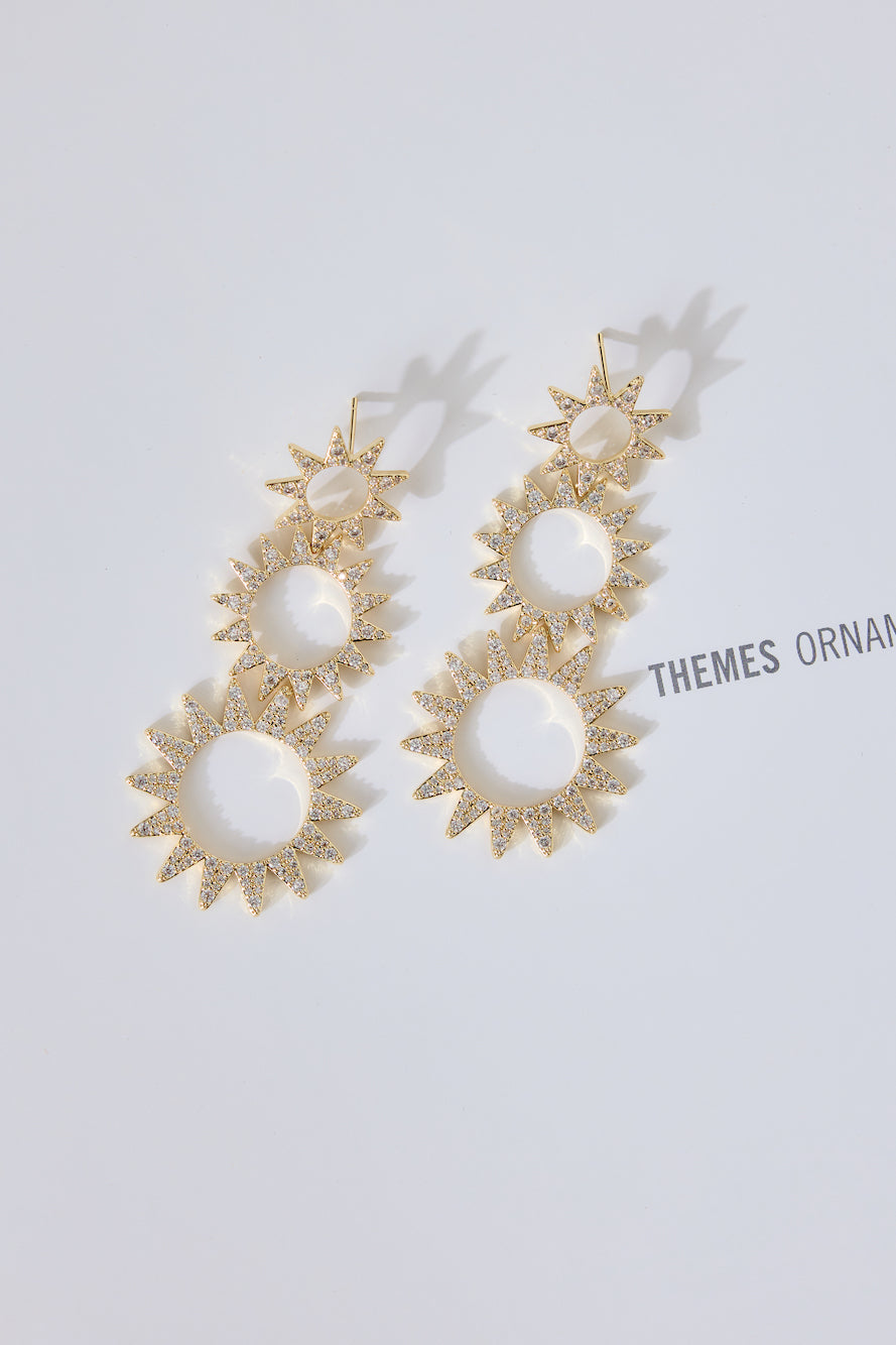 18k Gold Plated Day Break Sun Earrings Gold