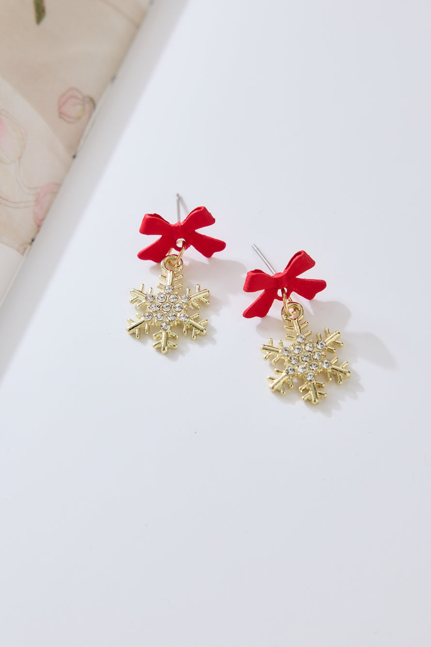 Festive Season Snowflake Earrings Gold
