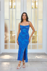 Effortlessly Me Mesh Midi Dress Blue