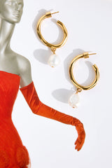 18k Gold Plated Pearl Escape Earrings Gold