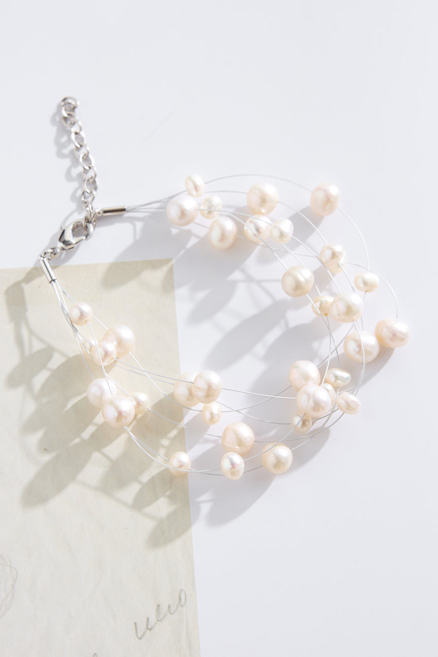 925 Silver Piper Freshwater Pearl Bracelet Silver