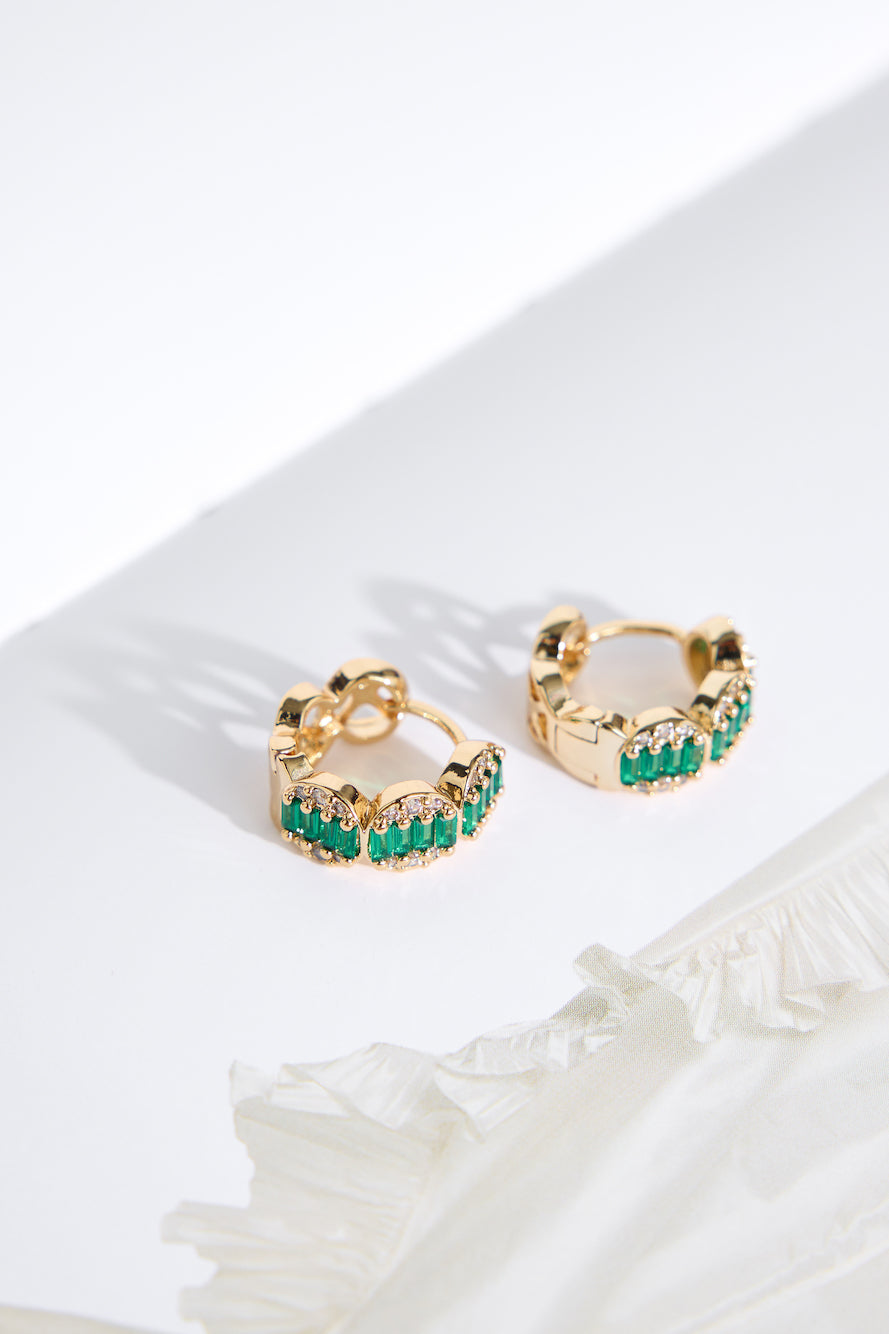 Jade Gems Earrings Gold