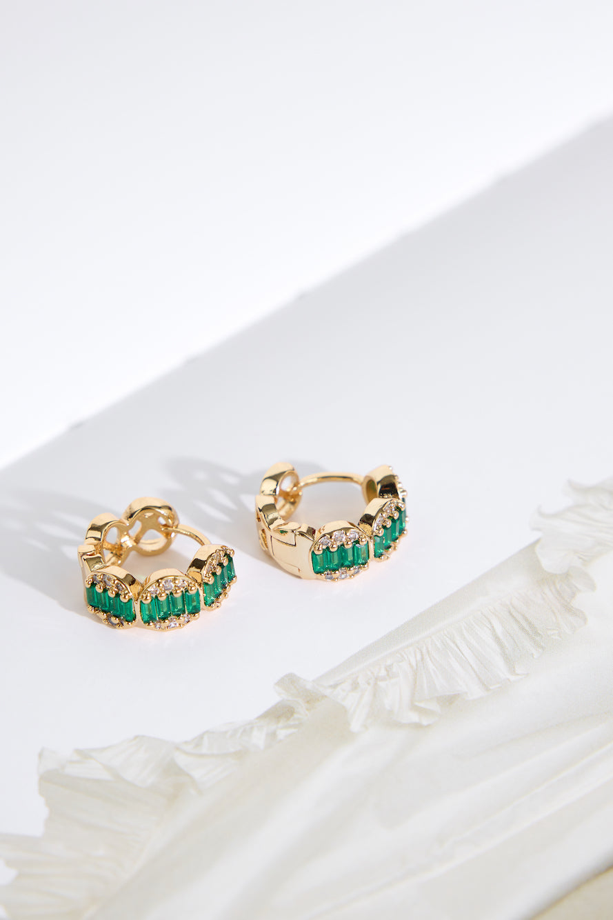 Jade Gems Earrings Gold