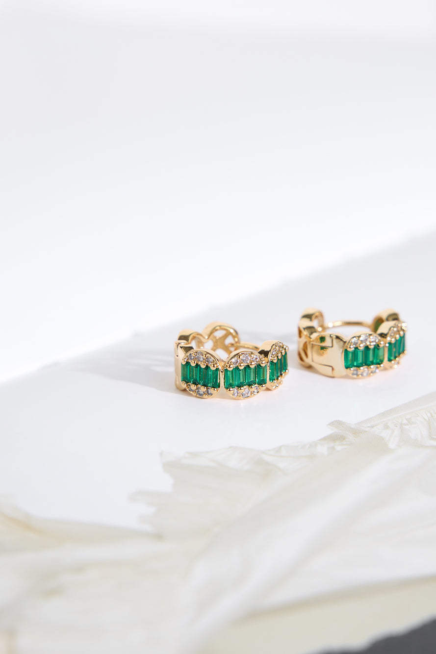 Jade Gems Earrings Gold