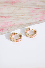 18k Gold Plated Rose Gems Earrings Gold