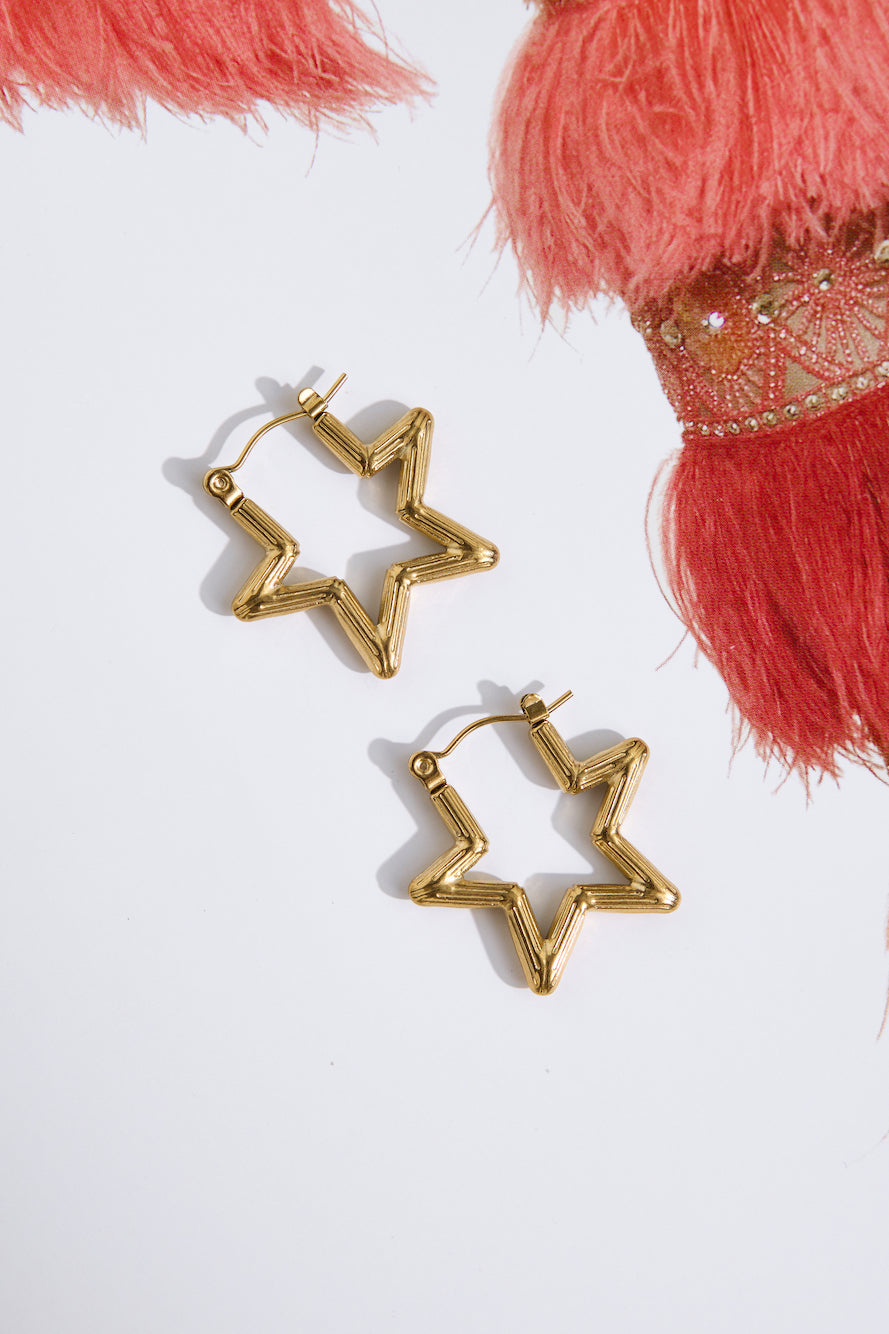 18k Gold Plated Shimmer Star Earrings Gold