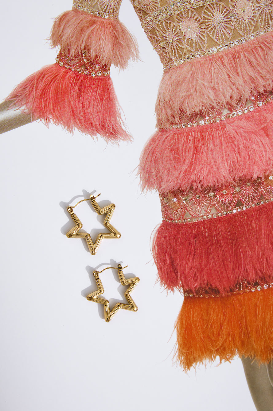 18k Gold Plated Shimmer Star Earrings Gold