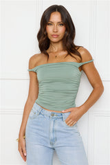 Key Piece Off Shoulder Top Sage