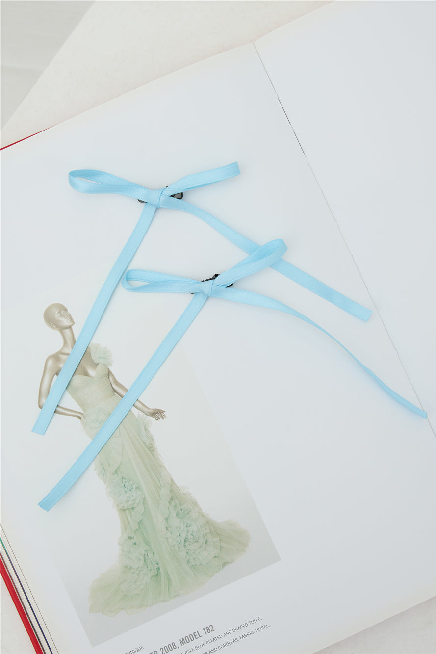Flirty Bow Hair Clips Blue