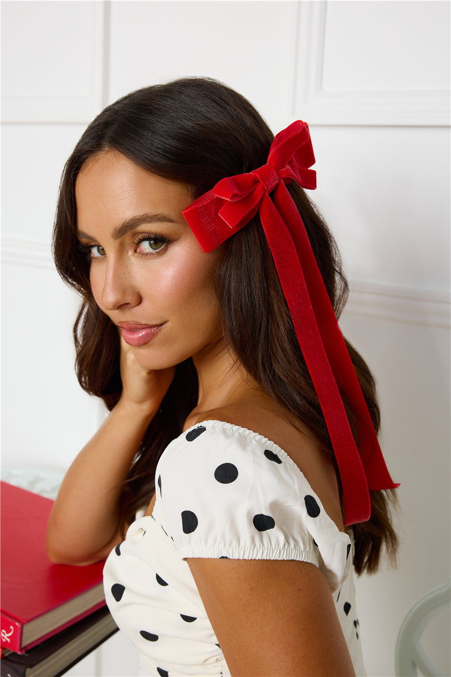 Extravagant Bow Hair Clip Red