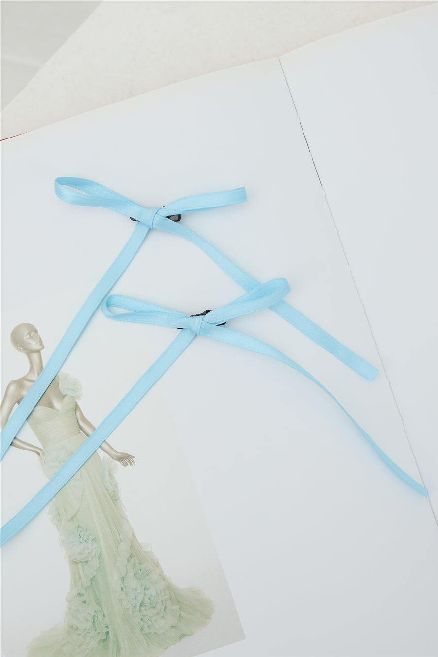 Flirty Bow Hair Clips Blue