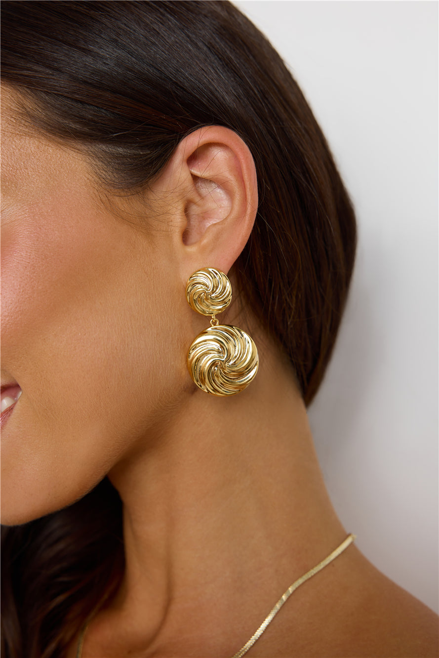 14k Gold Plated Candy Swirl Earrings Gold