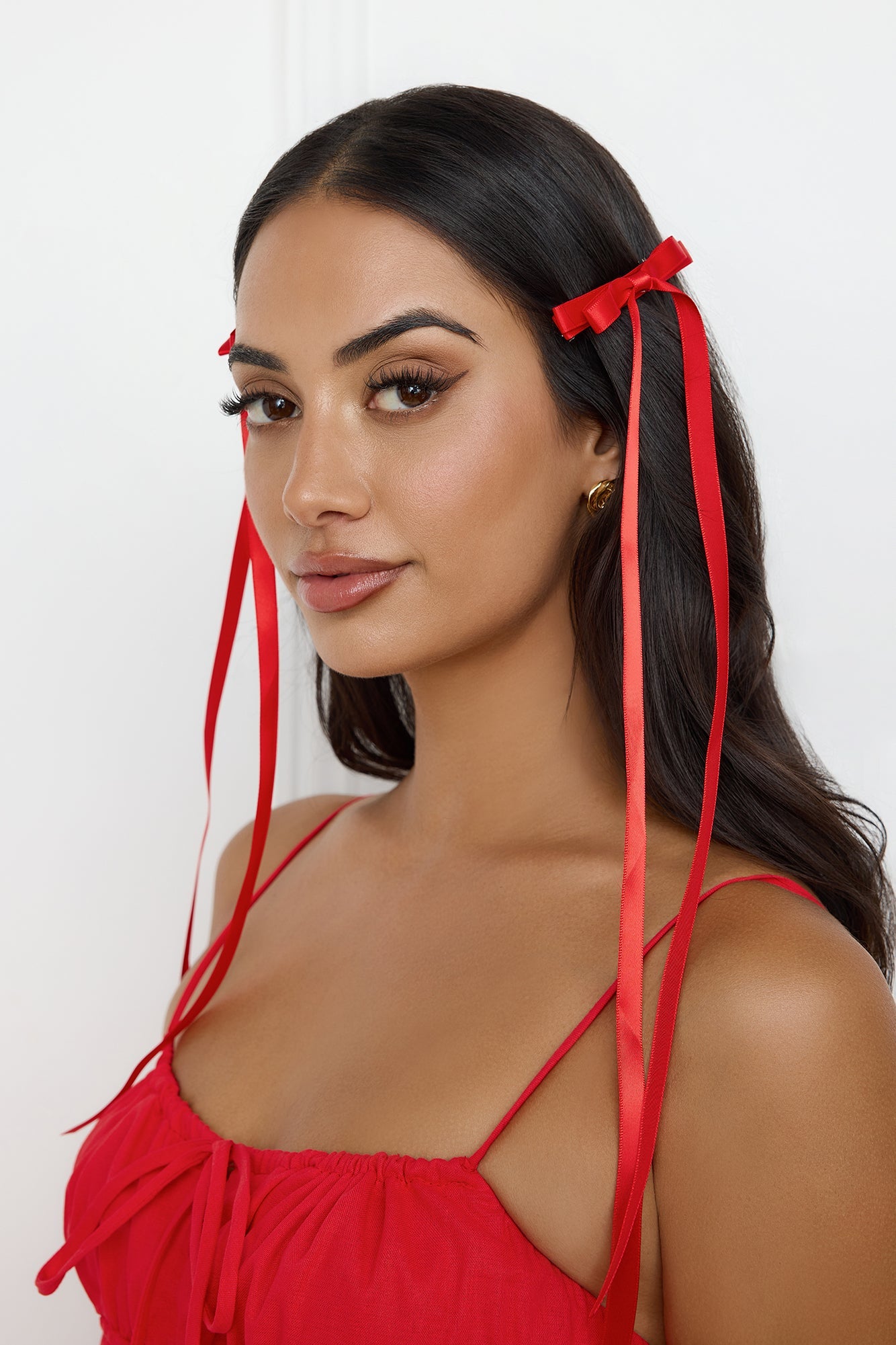 Long Bow Hair Clips Red