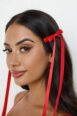 Long Bow Hair Clips Red