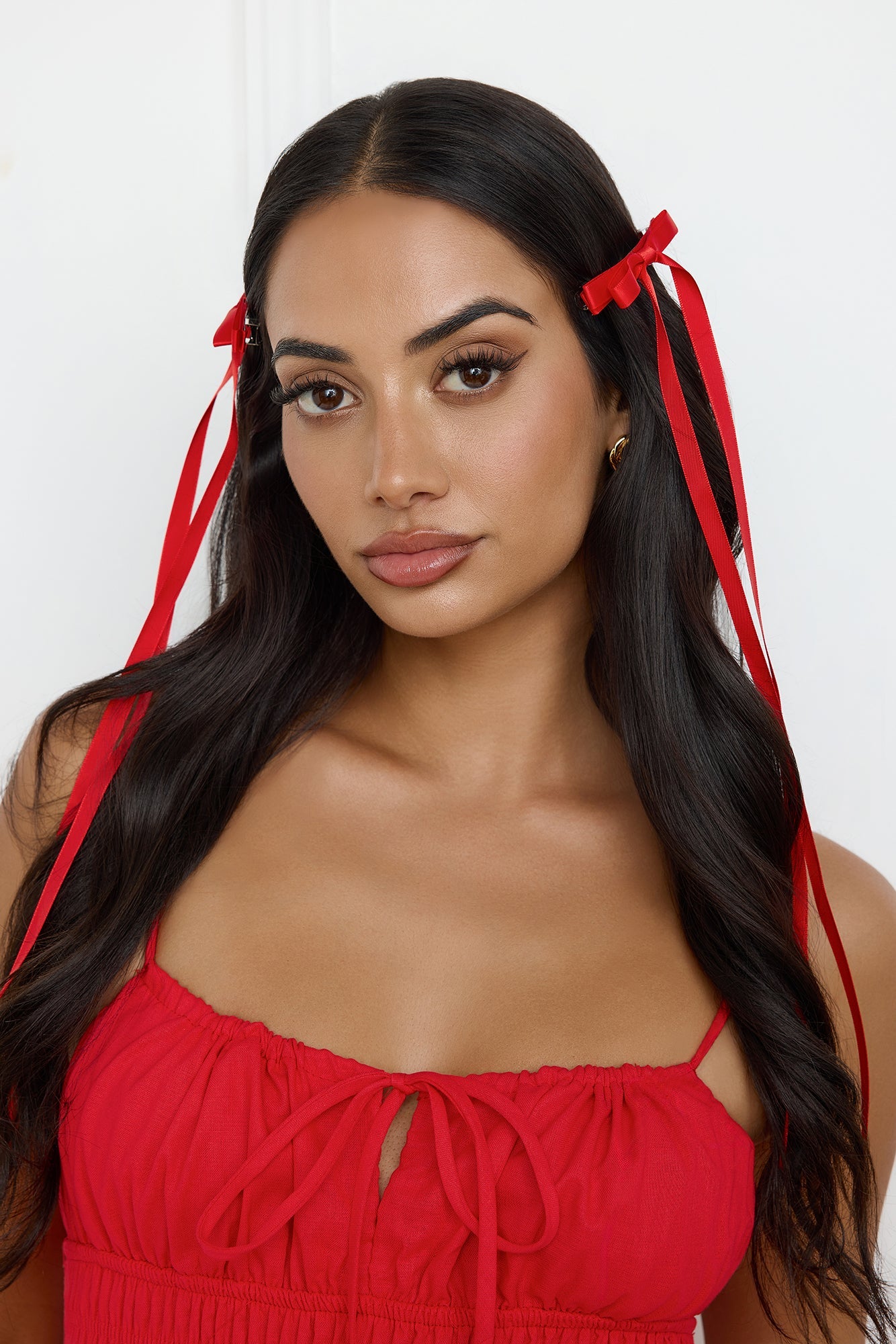 Long Bow Hair Clips Red