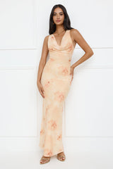 Citrus Sizzle Mesh Maxi Dress Orange
