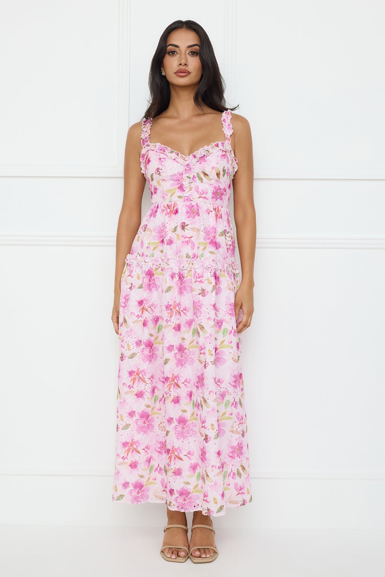Ballet Bloom Embroidered Maxi Dress Pink