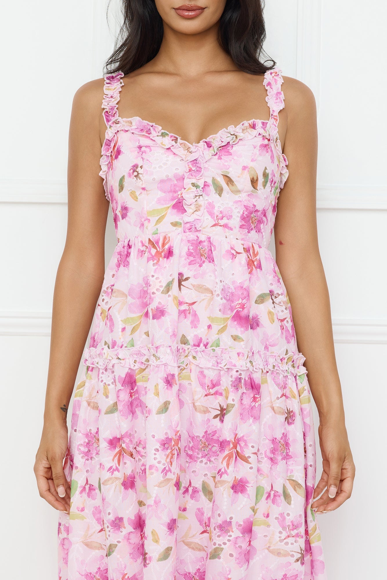 Ballet Bloom Embroidered Maxi Dress Pink
