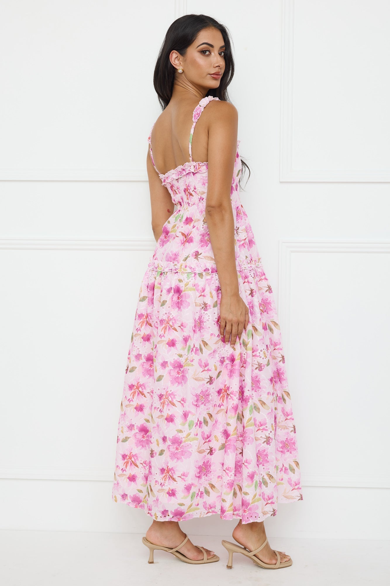 Ballet Bloom Embroidered Maxi Dress Pink