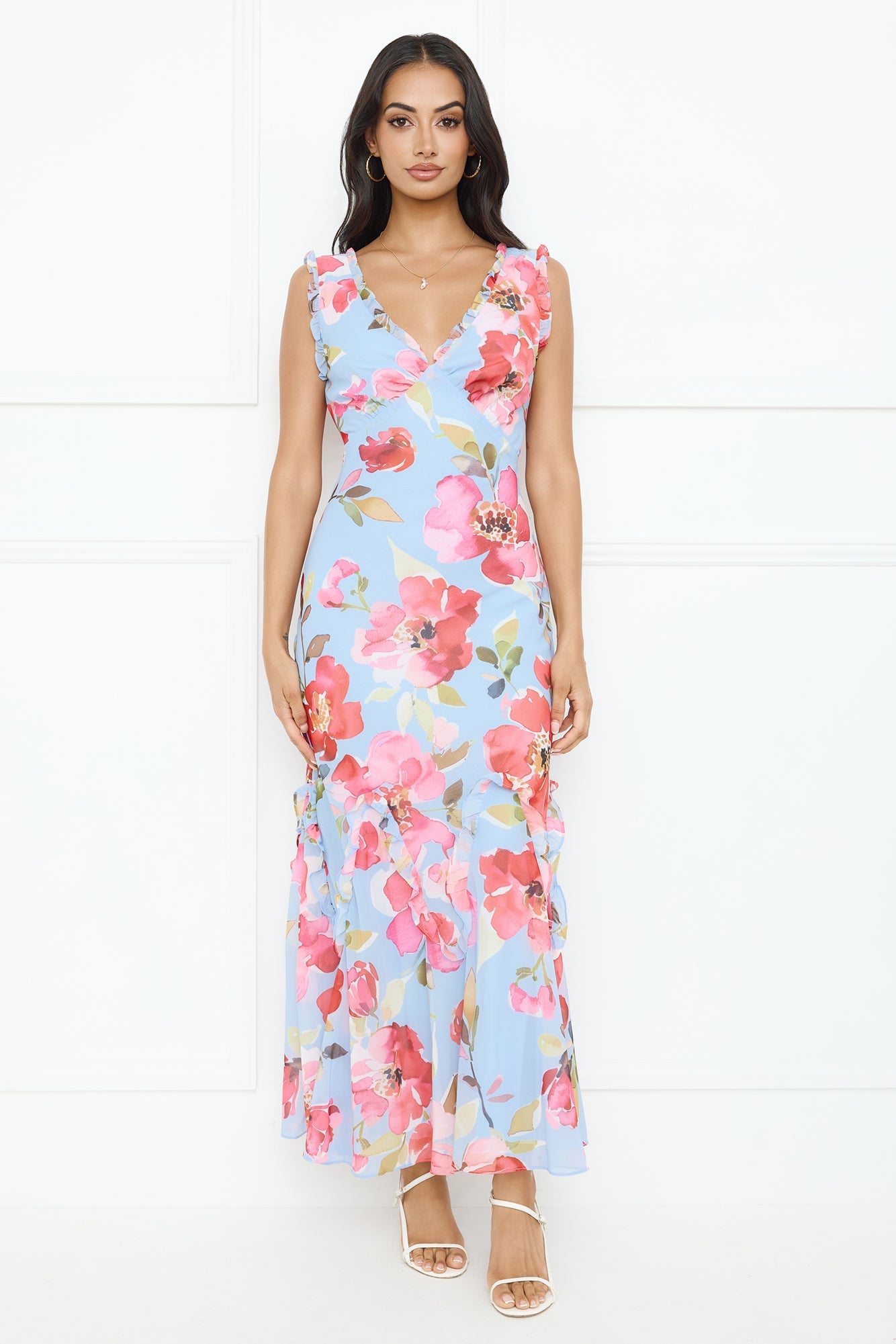 Hibiscus Heat Maxi Dress Blue