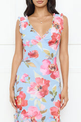Hibiscus Heat Maxi Dress Blue