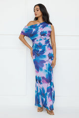 Indigo Light Off Shoulder Maxi Dress Lilac