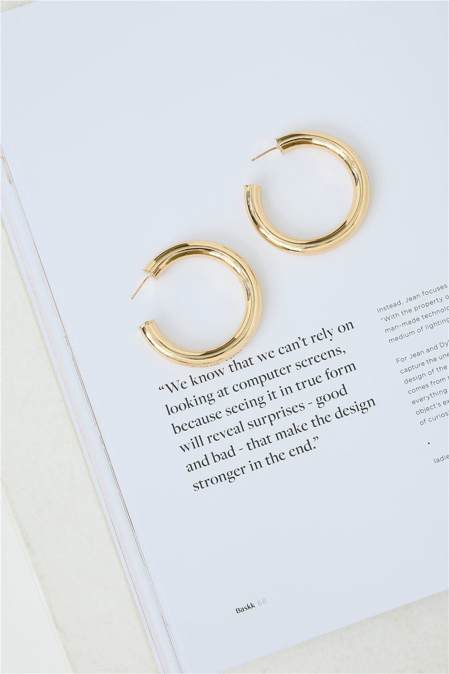 Fake It Till You Make It Hoop Earrings Gold