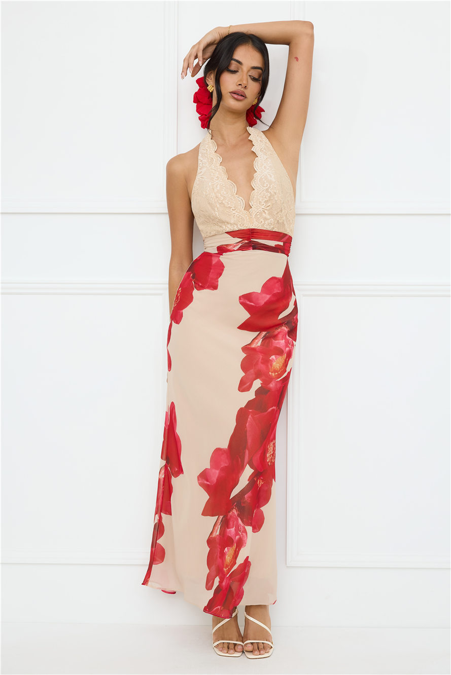 Hotter Than Ever Halter Maxi Dress Cream