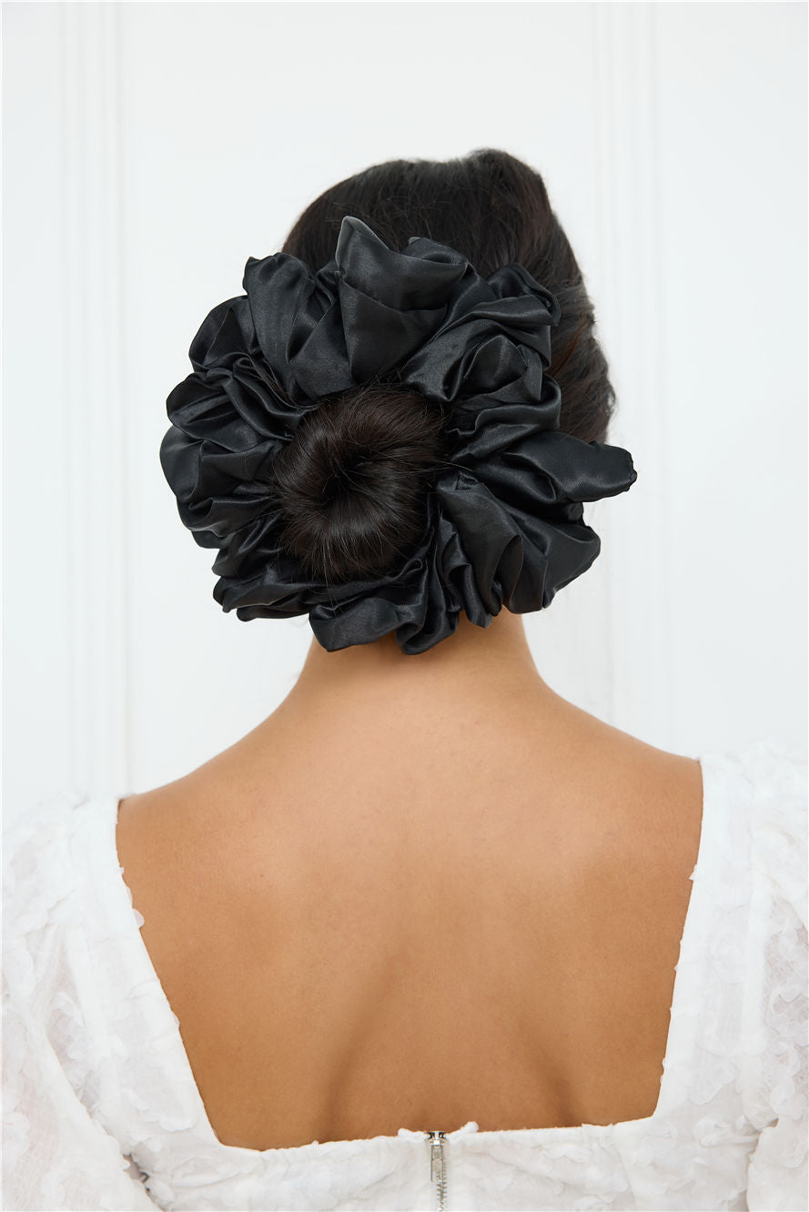 Jumbo Sleep Silk/Satin Scrunchie Black