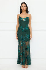 Emerald Serendipity Sequin Maxi Dress Green
