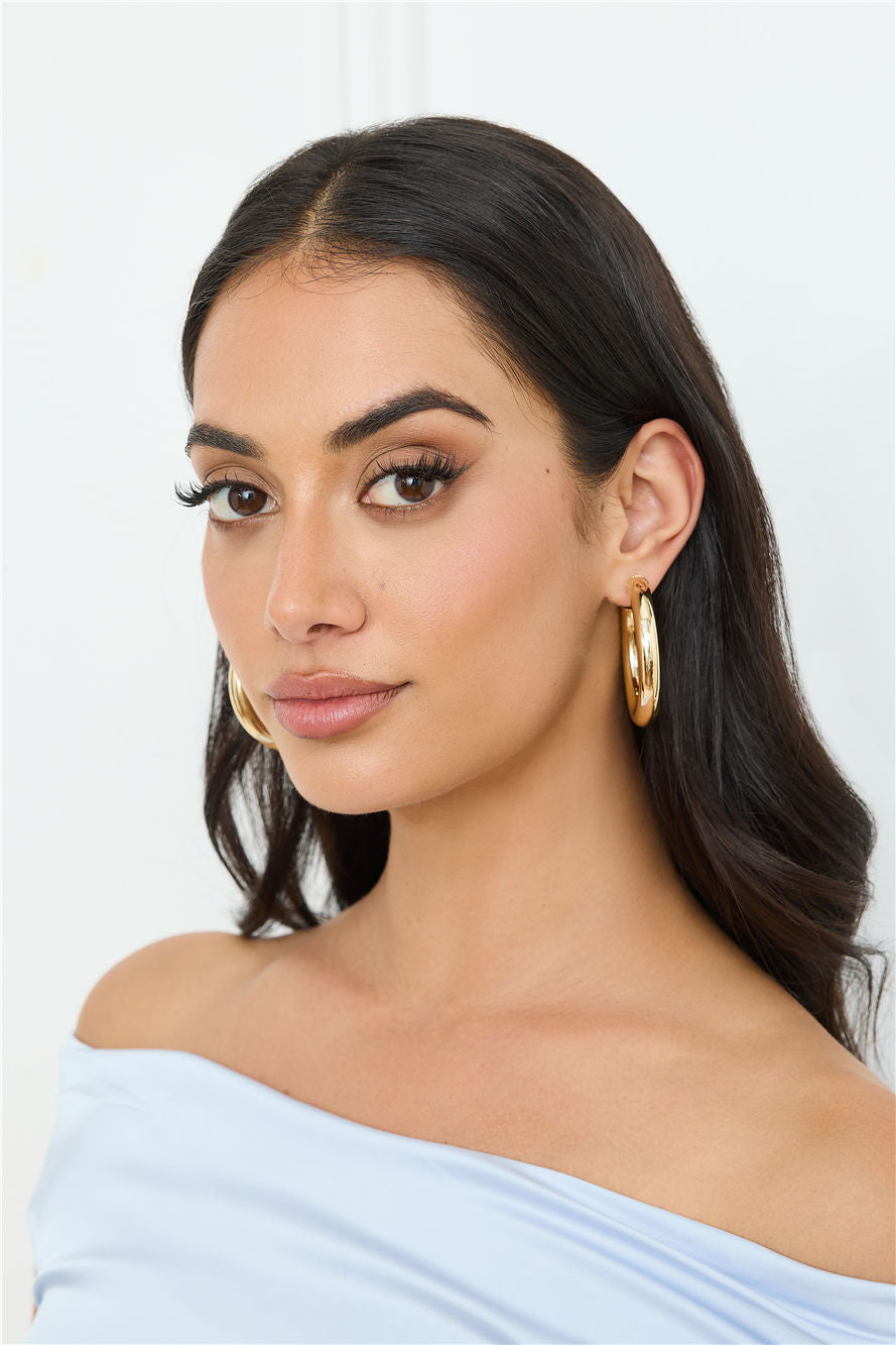 Fake It Till You Make It Hoop Earrings Gold