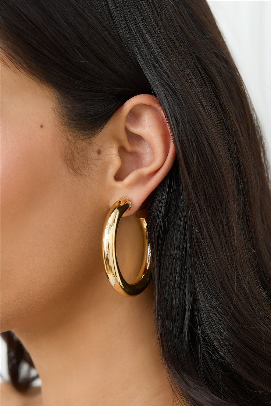 Fake It Till You Make It Hoop Earrings Gold