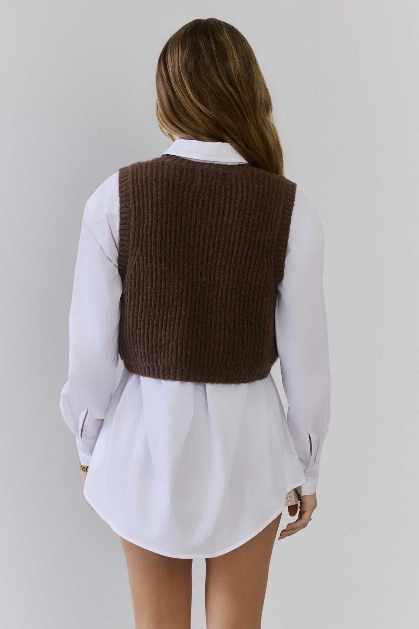 Cosy Cabin Knit Vest Brown