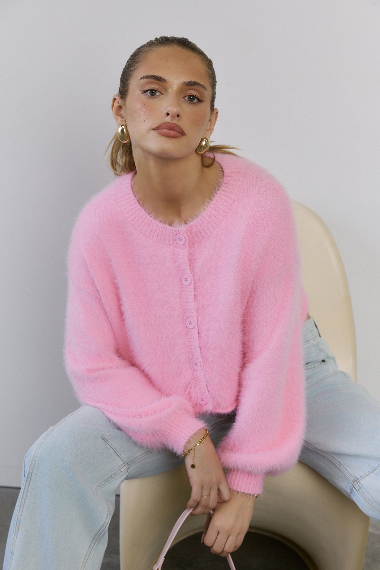 Cloud Nine Fluffy Cardigan Pink