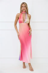 Dreams in Colour Satin Maxi Dress Multi