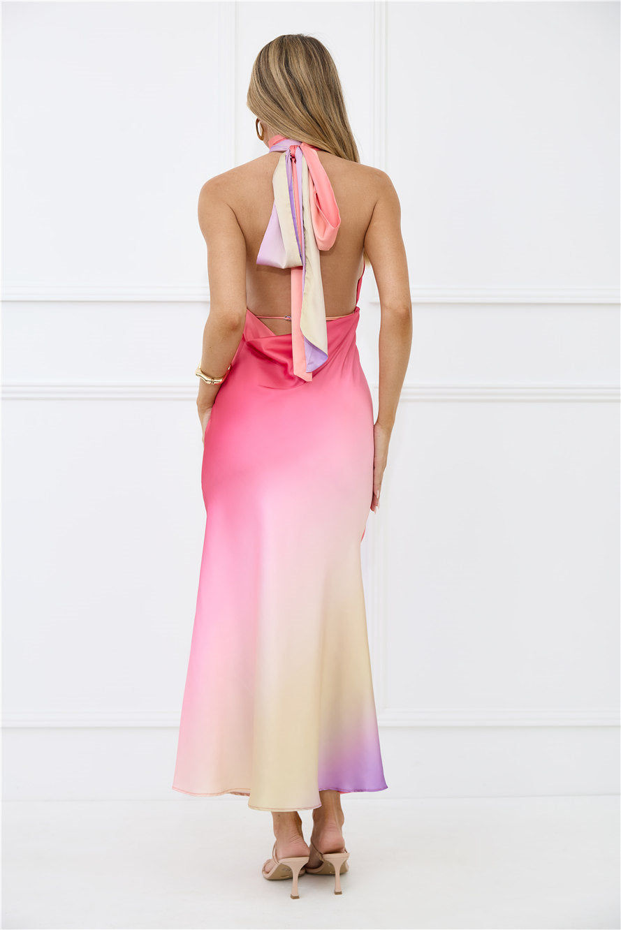Dreams in Colour Satin Maxi Dress Multi
