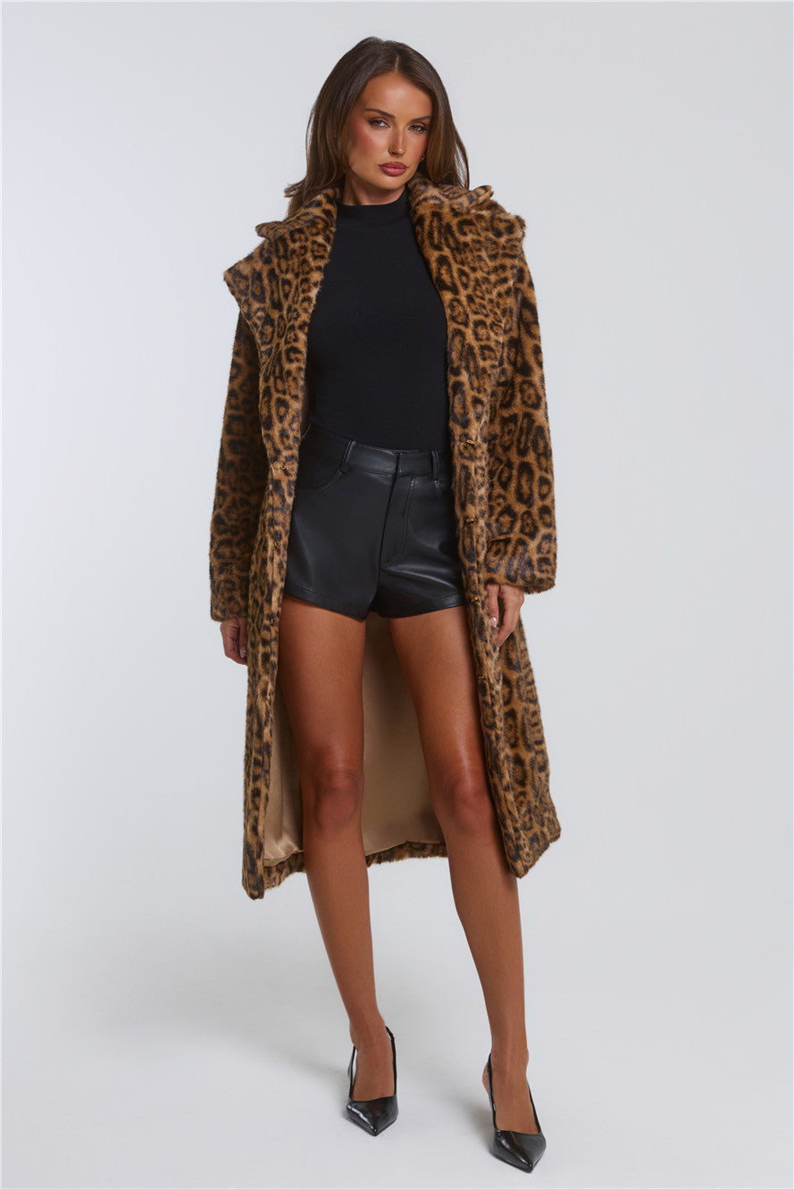 On The Wild Side Faux Fur Coat Leopard
