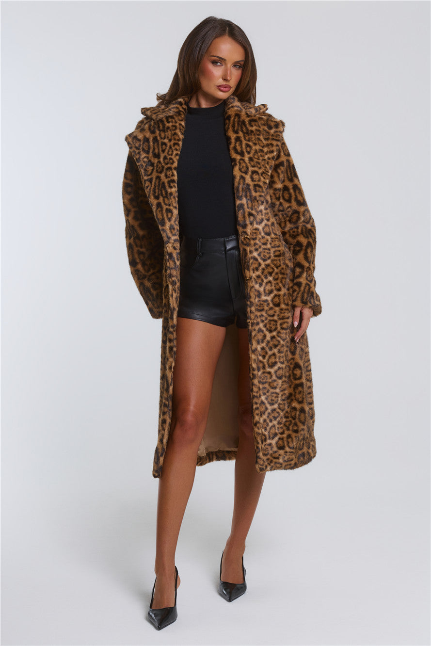 On The Wild Side Faux Fur Coat Leopard
