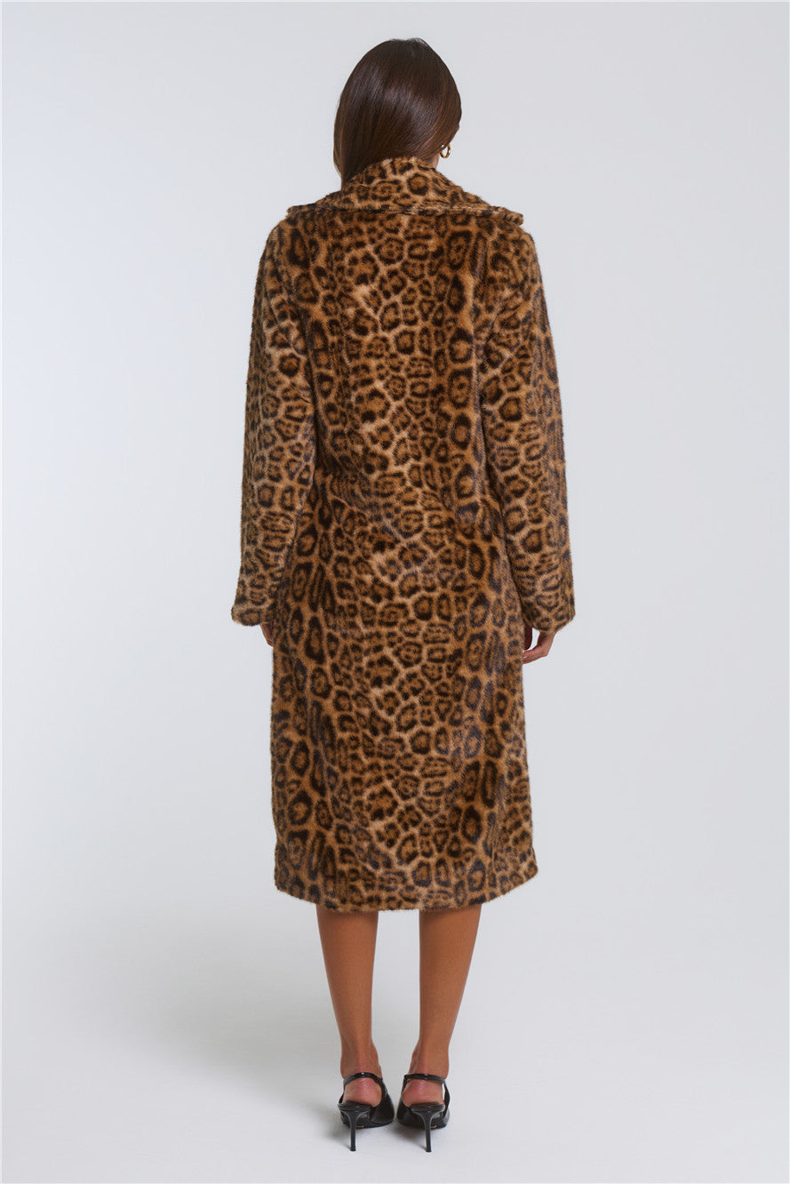 On The Wild Side Faux Fur Coat Leopard