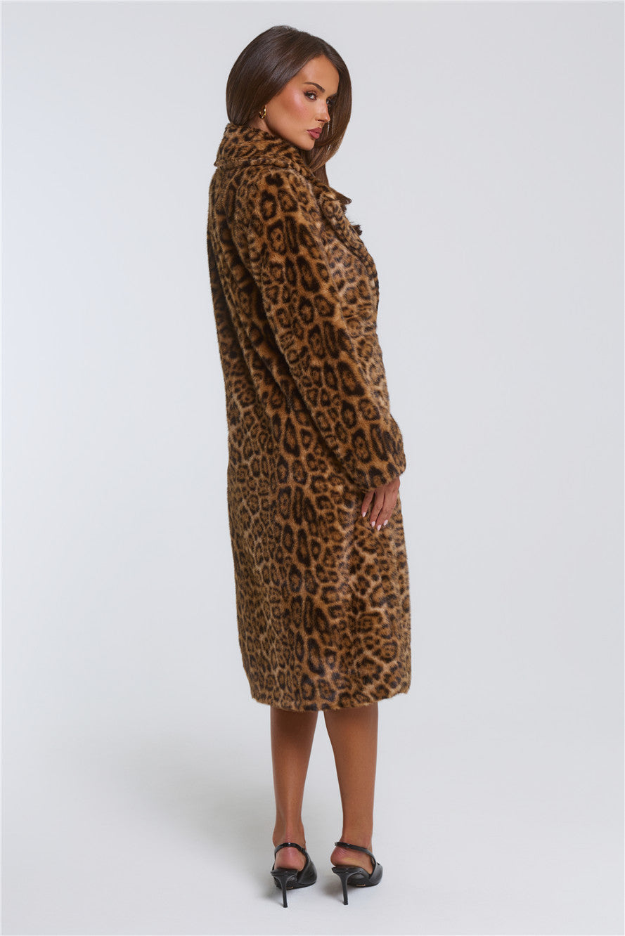 On The Wild Side Faux Fur Coat Leopard