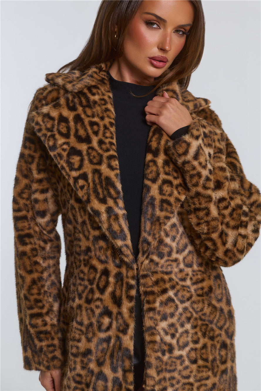 On The Wild Side Faux Fur Coat Leopard