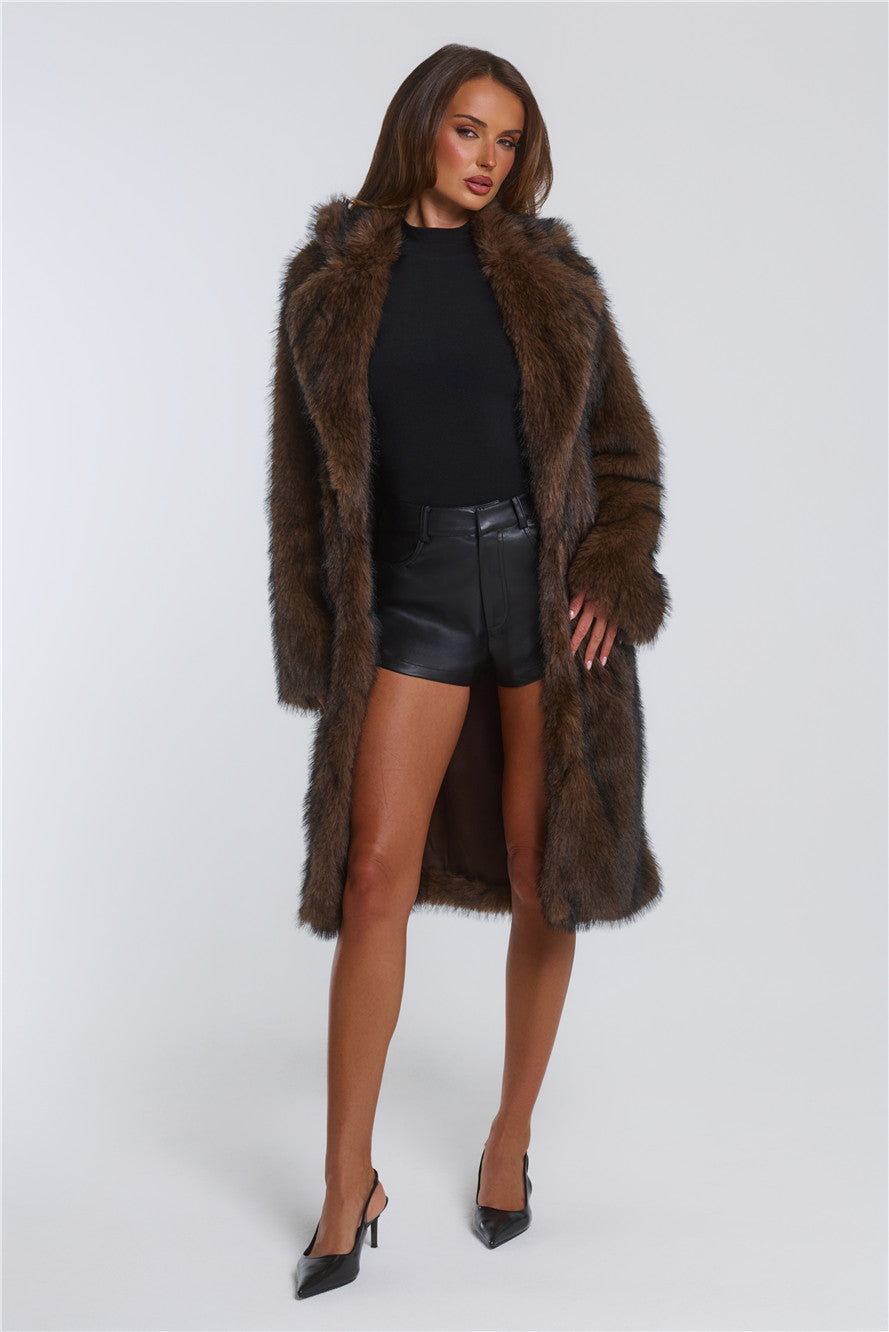 Days In Aspen Faux Fur Coat Brown
