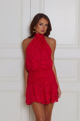 Flaunt It Gorgeous Halter Mini Dress Red