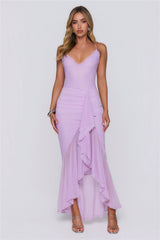 Dream Petal Path Mesh Maxi Dress Lilac