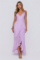 Dream Petal Path Mesh Maxi Dress Lilac