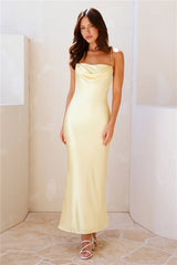 NYC Nightlife Satin Maxi Dress Yellow